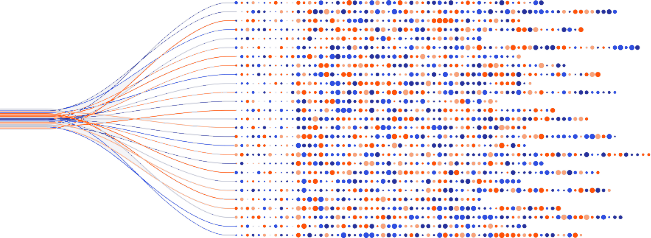 Data lines fanning out into dots