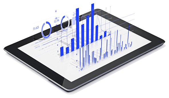 Tablet showing campaign performance charts