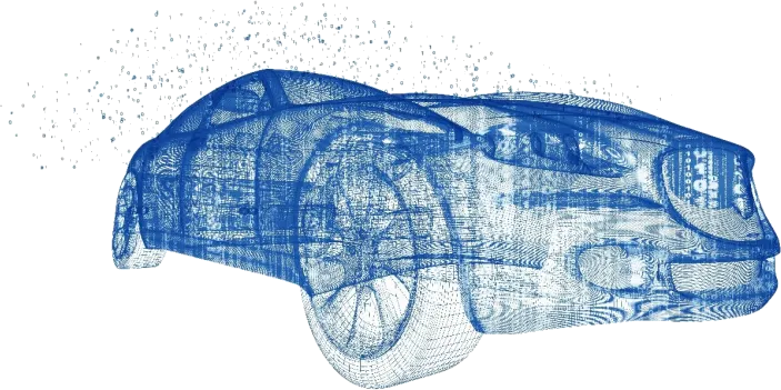 Wireframe car built from data