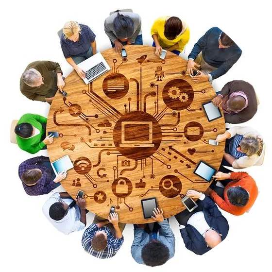 People working around a round table