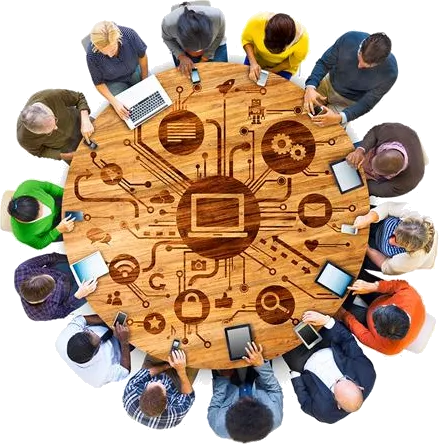People working around a round table