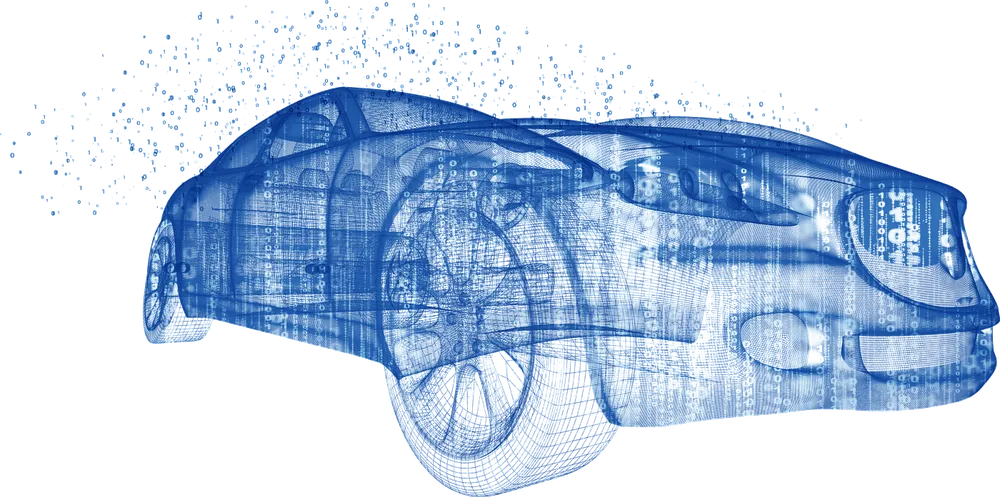 Wireframe car built from data
